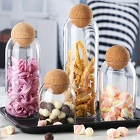 high borosilicate glass jar sealed tea can storage box whole grain storage bottle wooden ball stopper kitchen food container new