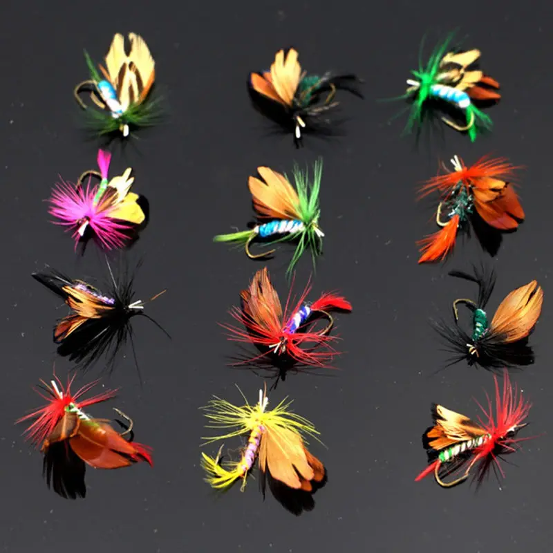 

12 Pieces/set Of Insect Fly Fishing Bait Bait High Carbon Steel Hook Hook And Super-pointed Crank Hook Fishing Tool