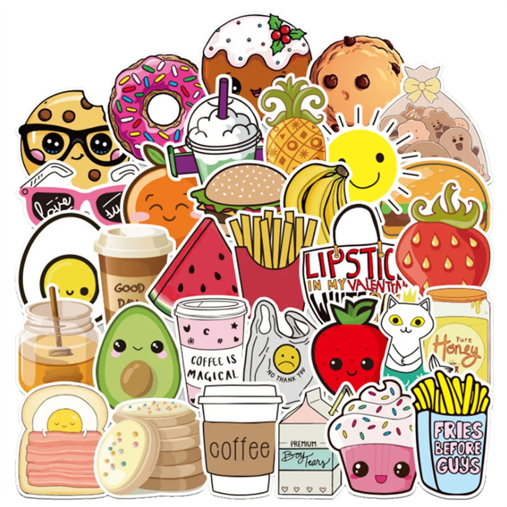 

10/30/50 Cartoon Popular Food Ice Cream Mobile Phone Case Graffiti Diary Skateboard Decoration Waterproof Sticker Toy Wholesale