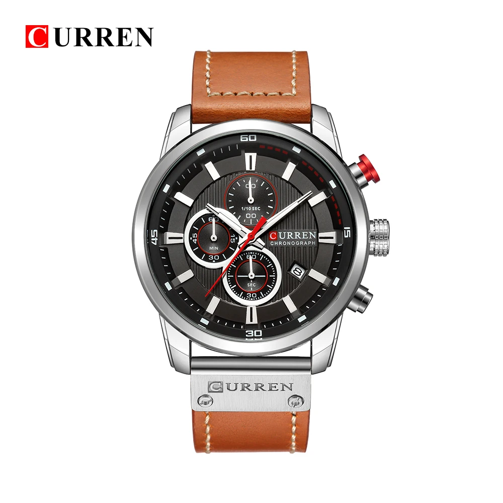 

New Watches Men Luxury Brand CURREN Chronograph Men Sport Watches High Quality Leather Strap Quartz Wristwatch Relogio Masculino