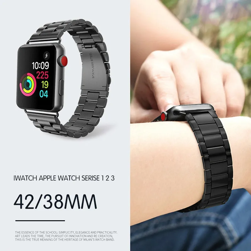 Ремешок из нержавеющей стали для Apple Watch Series 1 2 3 4 5 браслет 38 мм 40 42 44 с