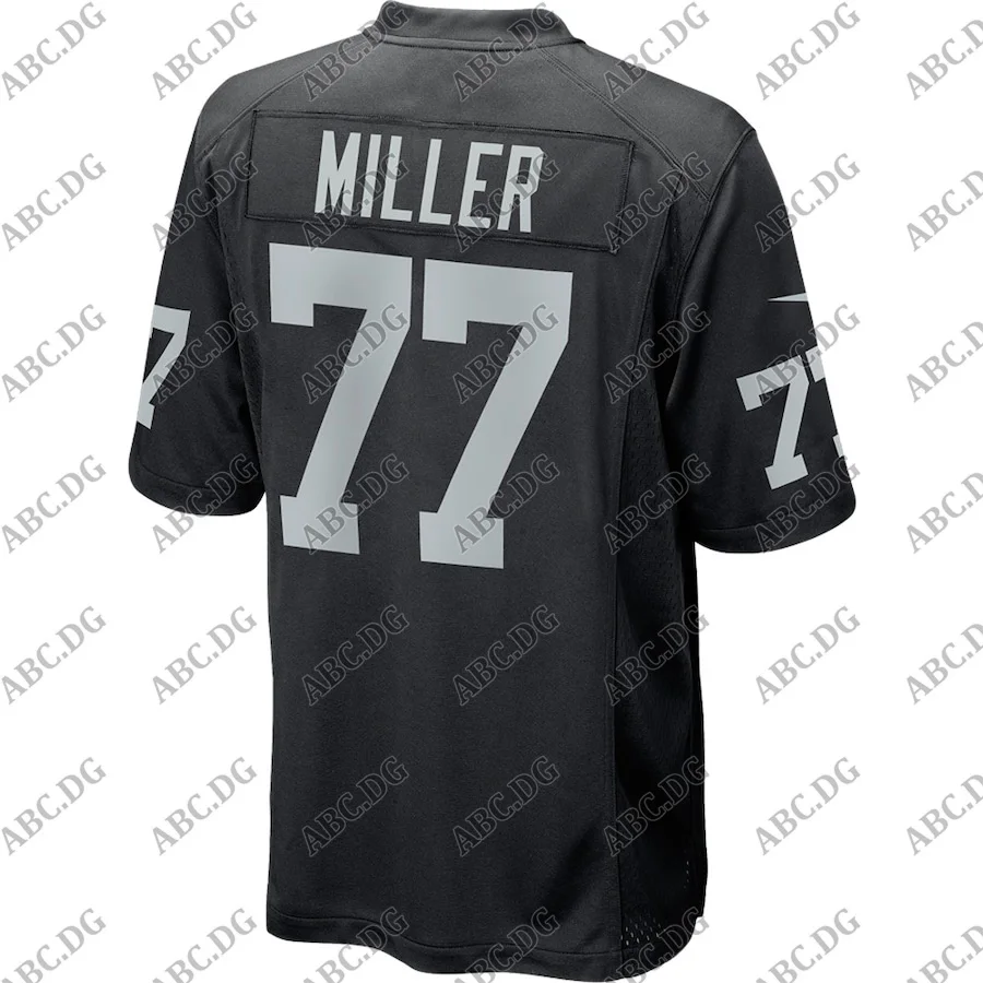 

Customized Stitch American Football Jersey Men Women Kid Youth Las Vegas Kolton Miller Black Game Player Jersey