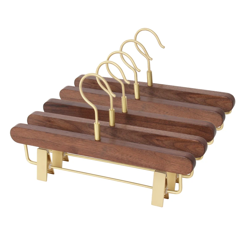 

Solid Wood Trousers Brass Hanger Pants Clip Household Black Walnut Seamless Non-Slip Multifunctional Hanging Copper Clothespin