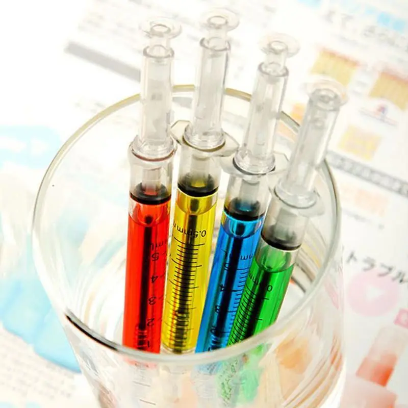 Ручки в форме шприца-(24 шт. упаковке) Выдвижная разноцветная ручка для Nur |