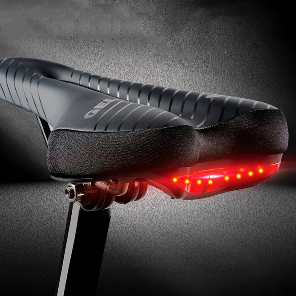 

Bicycle Saddle Breathable Soft Comfortable Bike Hollow Cycling Seat Mat With Safety Warning Taillight Saddle MTB Accessories