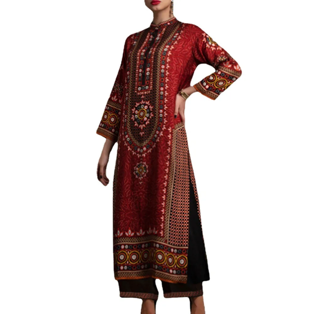 Женское длинное платье Abaya в народном стиле, кафтан, Марокканский, Пакистан, Индонезия, мусульманское женское Молитвенное платье Дубая