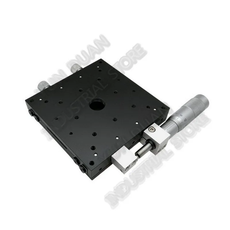 

X Axis 100*100mm Manual Trimming Platform Double Lock Nuts Cross Roller Guide Way Linear Stage Sliding Table LX100-L