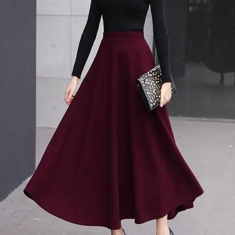 Женские шерстяные юбки с высокой талией зима 2019 шерстяная длинная