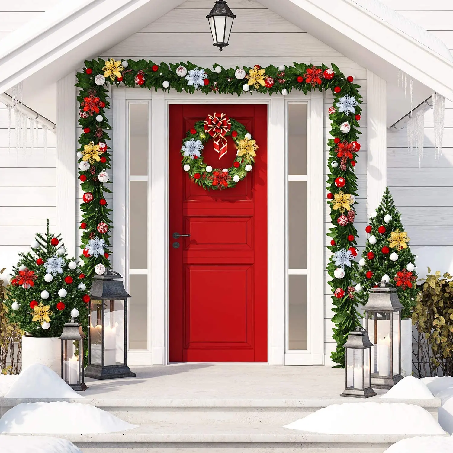 Искусственные Рождественские цветы 12 шт./лот украшение из блестящих цветов и