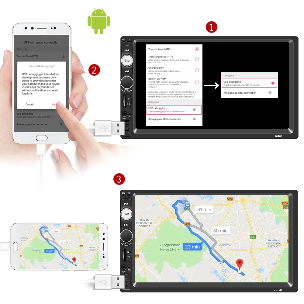 Автомагнитола 2 Din Mp5 плеер Bluetooth Mirrorlink для Iphone/Android Сенсорный экран Авторадио