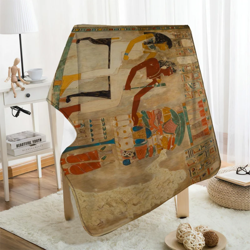 ?? 女性のための古代エジプトの田舎のポートレートブランケット,ベッドカバーのデザイン,ソファ用の豪華なチェック柄
