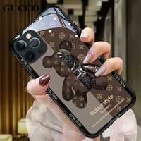 kawaii cute robot bear mobile cell phone case for apple iphone 13 12 11 pro max xs mini x xr se 7 8plus cover y2k women girls