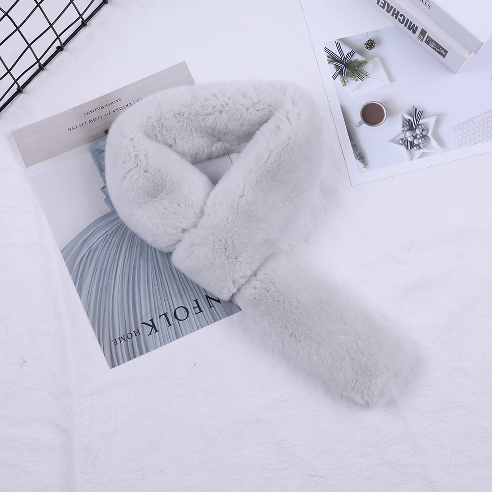 2020 женский Настоящий мех кролика шарф для девочек милый натуральный