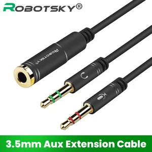 3 5mm jack microphone headset audio splitter cable female to 2 male headphone mic aux extension cables for phone computer cabo free global shipping