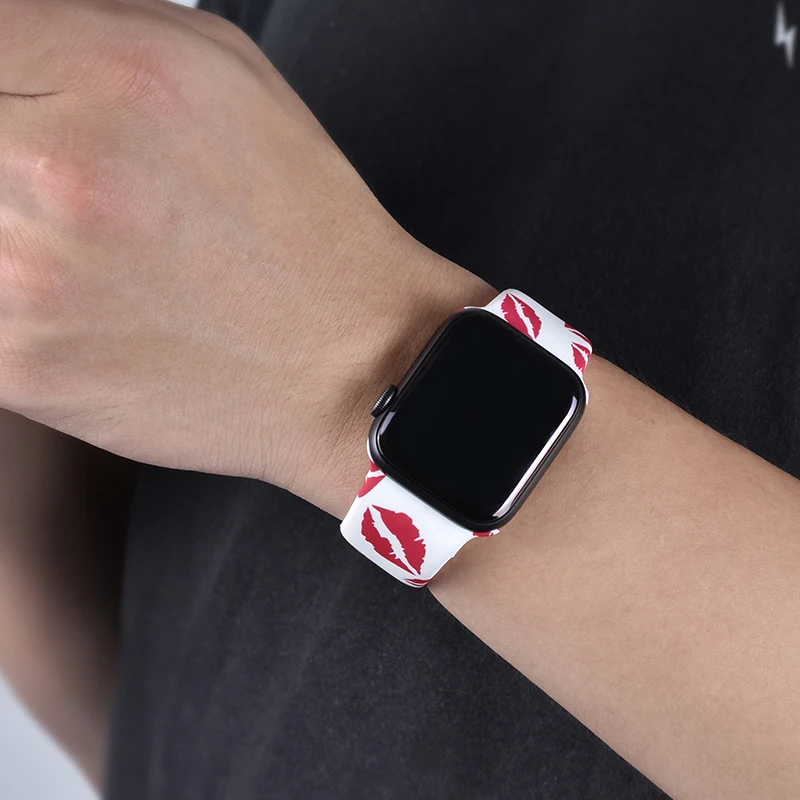 Цветочные полосы для Apple watch Series 5 4 3 2 1 40 мм 44 мм, силиконовый ремешок с принтом для iWatch Series 5 4 3 2 1 38 мм 42 мм