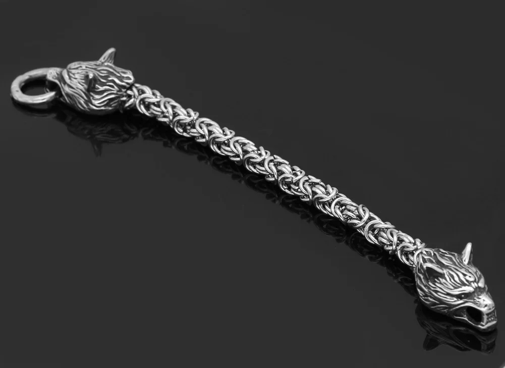 norse Men stainless steel King chain viking wolf head bracelet 17-25 CM | Украшения и аксессуары