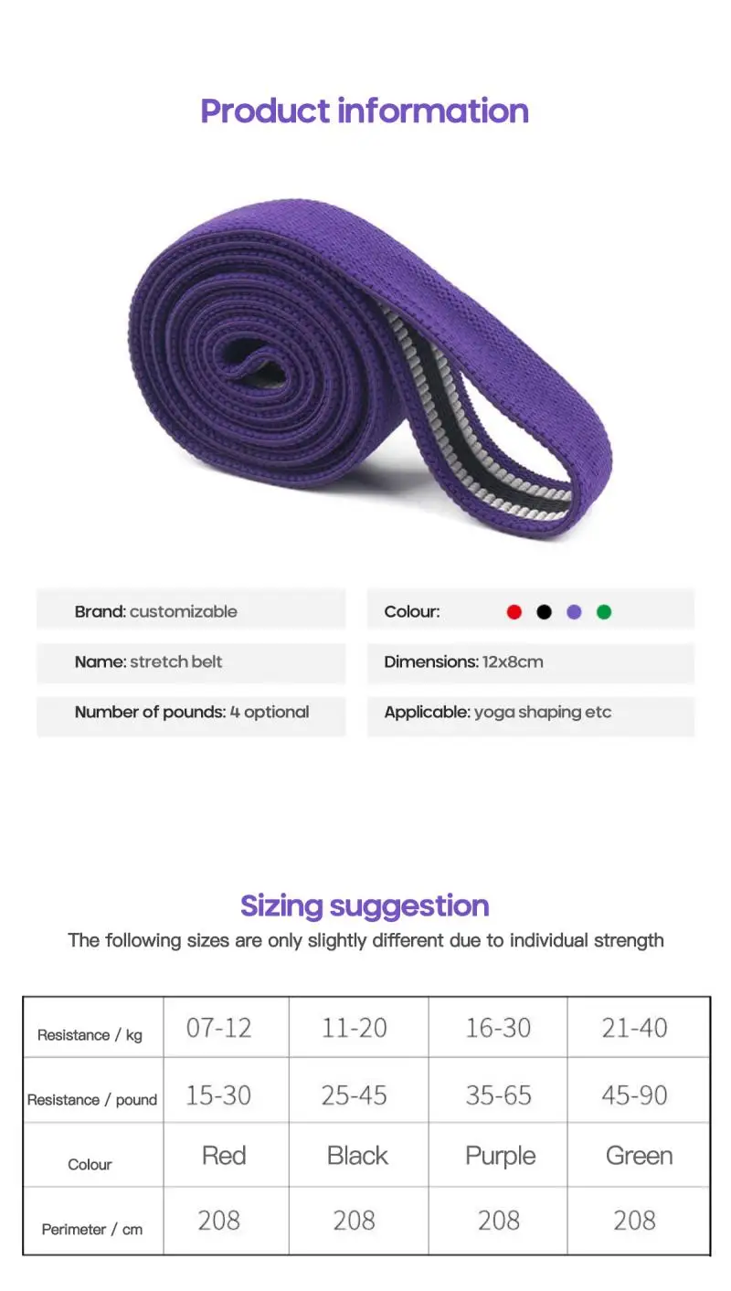 

Exercise Resistance Bands Loop Set Fitness Equipment Sport Home Gym Sports Elastic Booty Band Set for Yoga Home Training