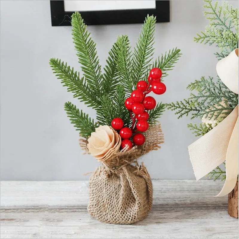Искусственные украшения для рождественской елки дома из джута красные фрукты