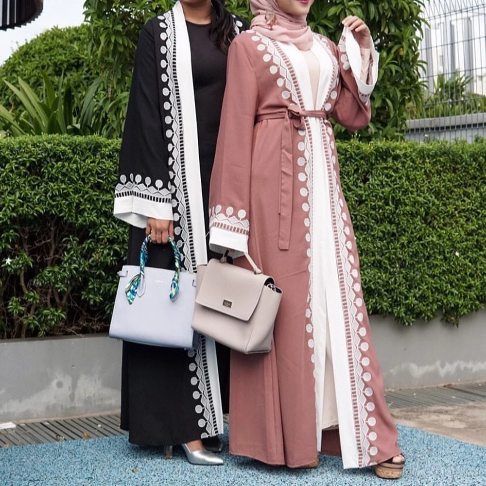 Открытым абаи кимоно Дубай, Турция Кафтан мусульманин кардиган s платья для женщин халат араб Femme кафтан Marocain мусульманская одежда