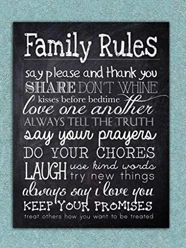 

New Tin Sign Retro Shabby Family Rules Safety Aluminum Metal Sign for Wall Decor