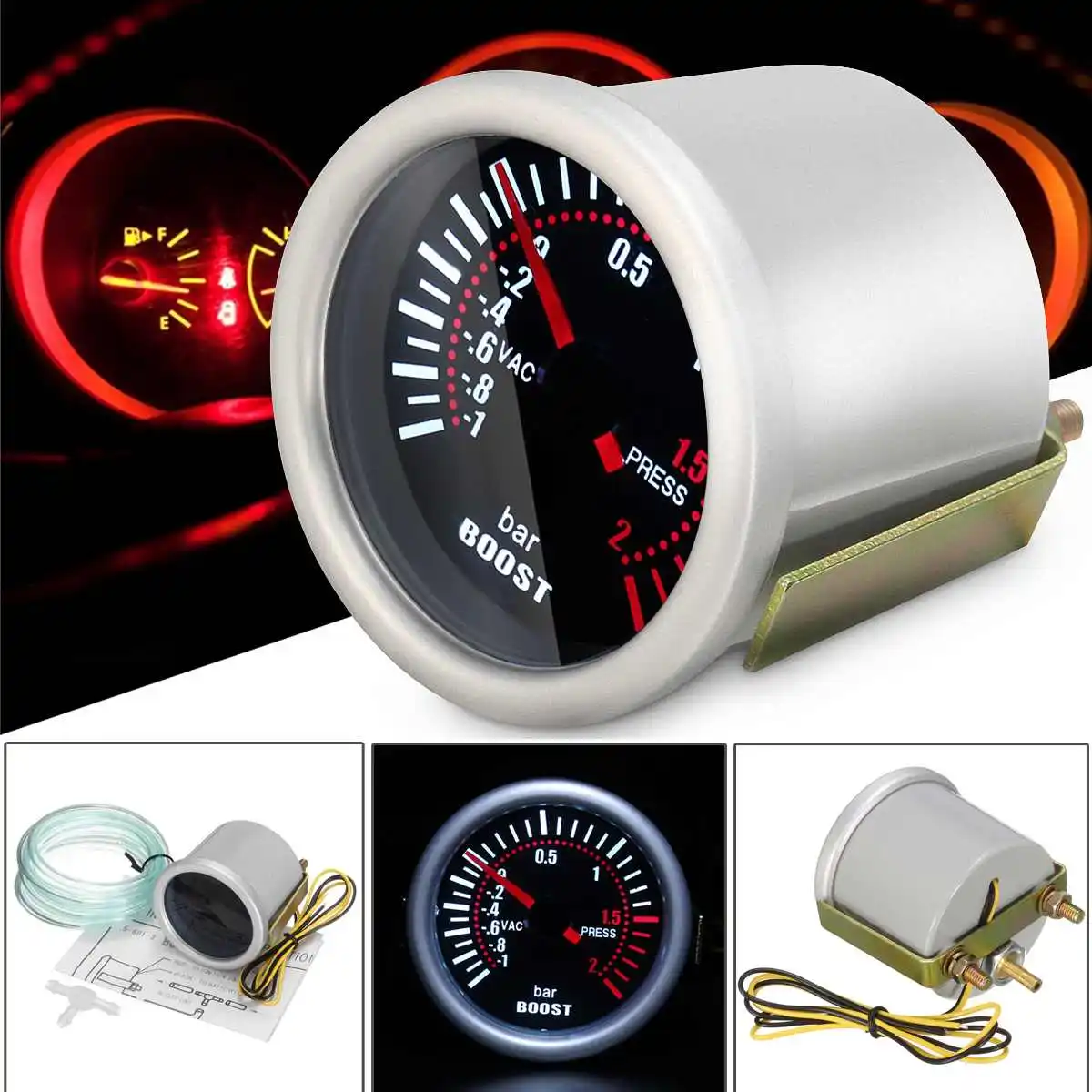 

2 дюйма 52 мм Универсальный Автомобильный турбонаддув бар указатель цифровой светодиодный дисплей Дым Лен 12 В 2 а авто Boost метр бар