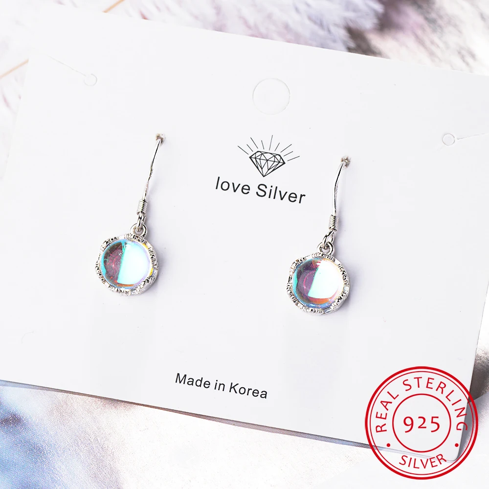 

New 925 Sterling Silver Drop Earring Moonstone Chain Earrings For Women Female Silver Jewelry 2019 Oorbellen Pendientes