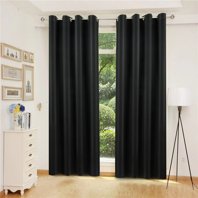 

High precision black curtain shading cloth Thermal insulation curtain Nordic style solid color curtains custom made