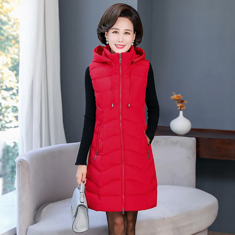 

2020 New Winter Thicken Warm Cotton Down Vest Women Fashion Single Button loose Version long Sleeveless Coat Women Veste Femme