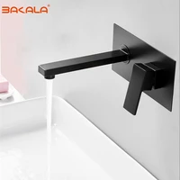 bakala luxury matte black bathroom faucet basin sink tap wall mounted square brass mixer tap lt 320br