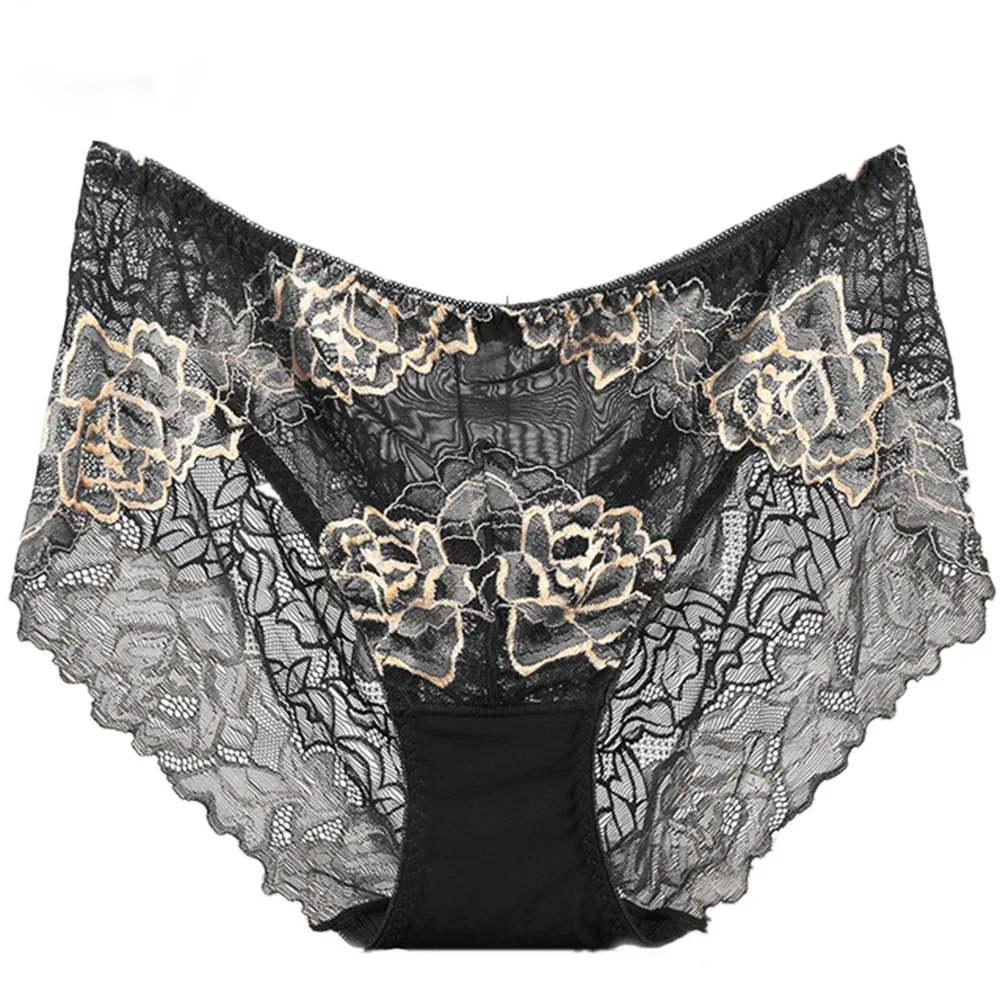 Большой размер кружевные открытые трусики со средней талией женские сексуальные