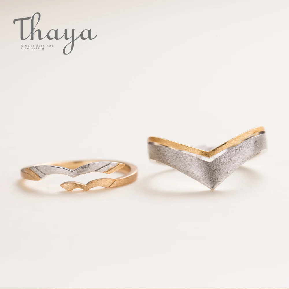Thaya абстрактные птицы дизайн s925 Стерлинговое Серебро кольца на палец золото