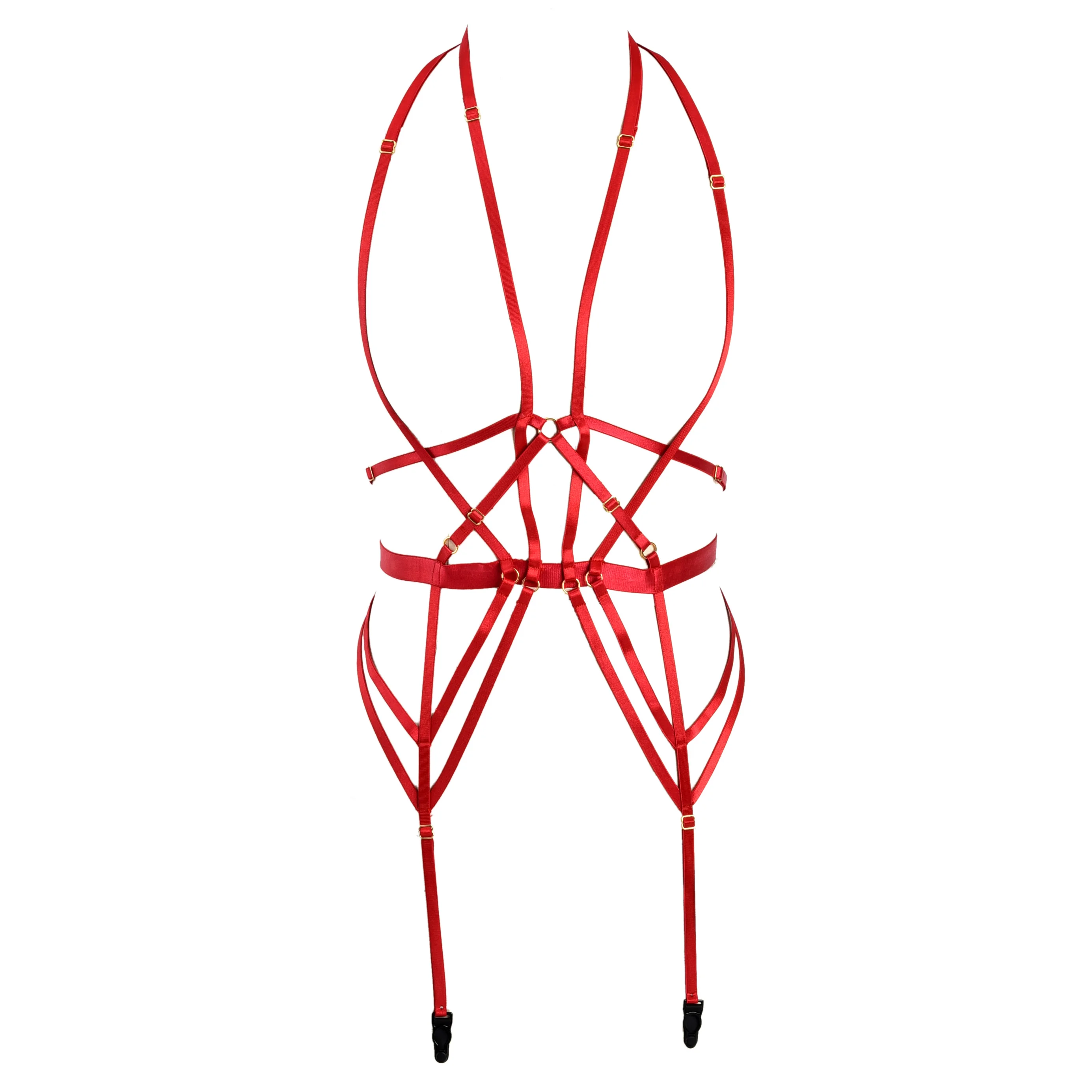 Hot Elastic Adjustable Body Harness Lingerie Set Body Cage Bra Gothic Bondage Open Bra Chest Transparent Harness Tops