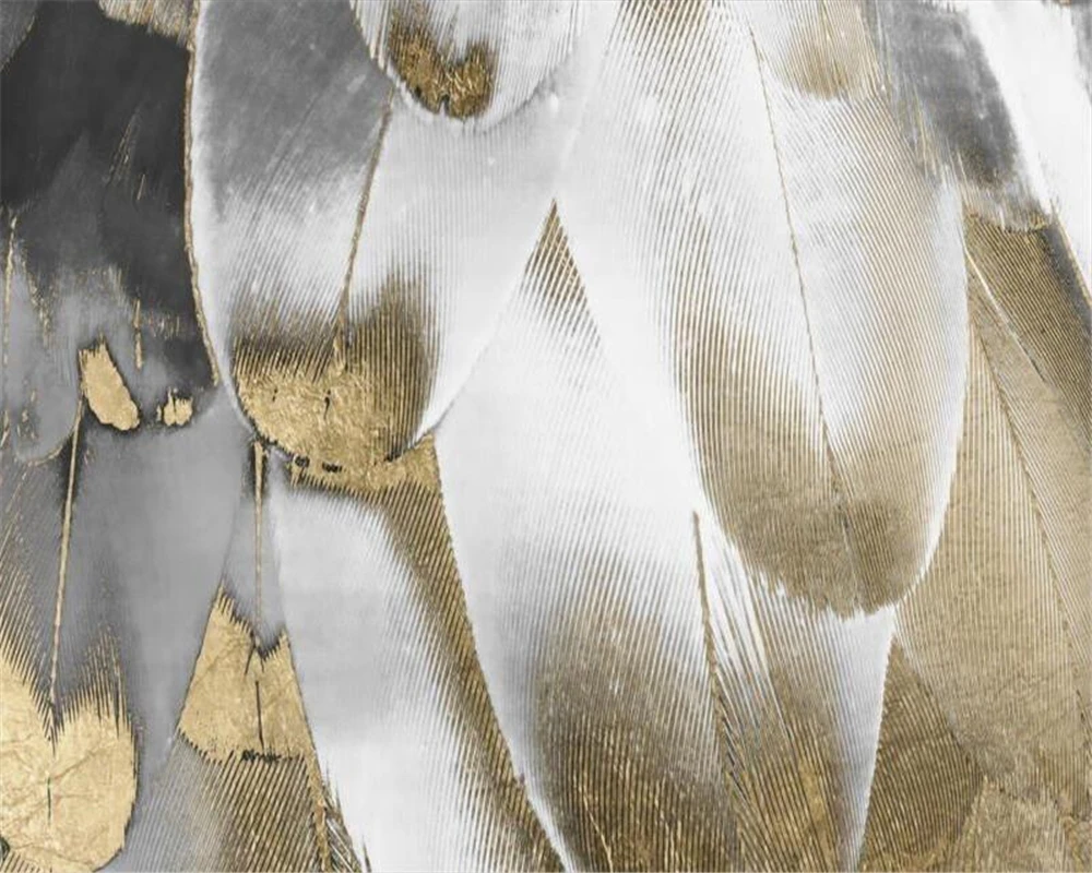 

beibehang wall papers home decor Modern fashion retro golden feather nordic style mural background wall papier peint mural 3d