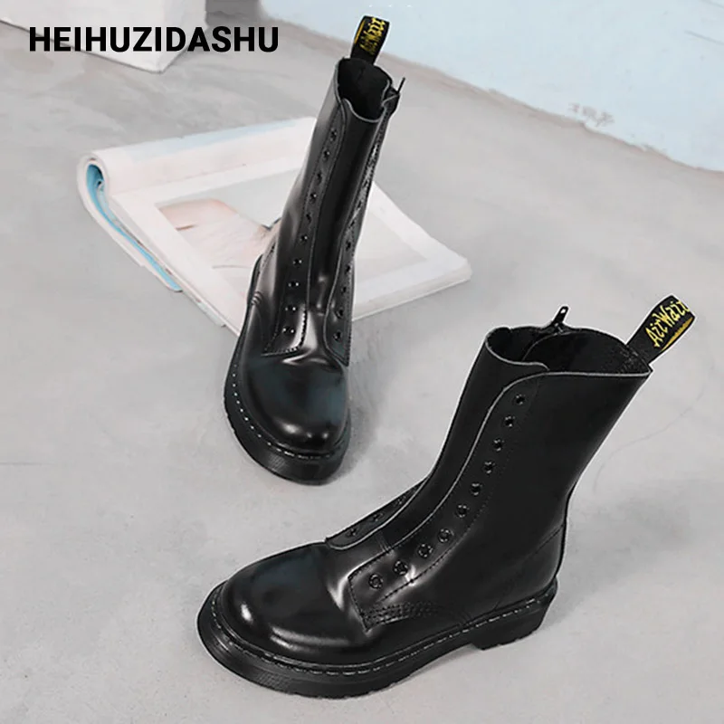 Женские ботинки из натуральной кожи на молнии сбоку | Обувь