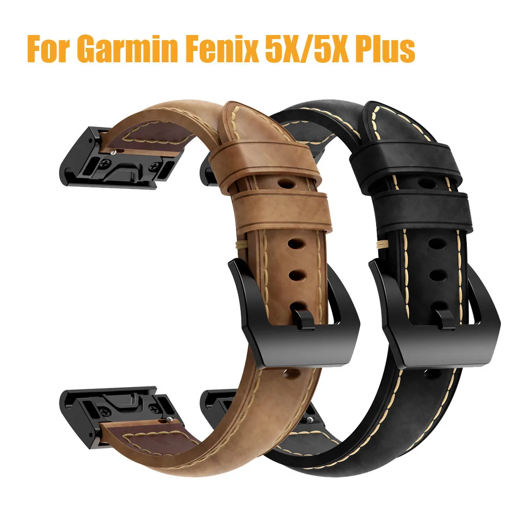 Leather Watch Strap Band For Garmin Fenix 5X/5X Plus Sports Wrist for watch series 186mm-225mm | Наручные часы
