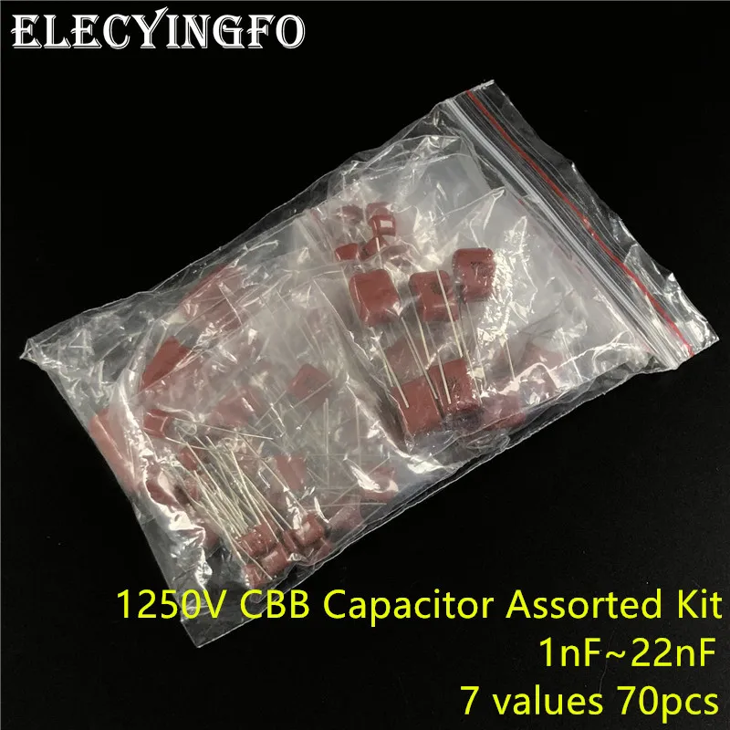 1250V 1nF ~ 22nF CBB на металлической пленке конденсаторы кабельные наконечники в наборе
