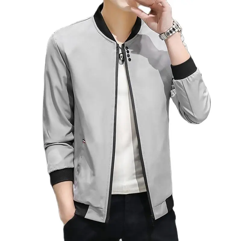 

Jacket For Men Style Spring/FAll Men's Casual Jacket Sport Coat + Solid Color Zippered Door Pocket Trim Five Color Plus-Size