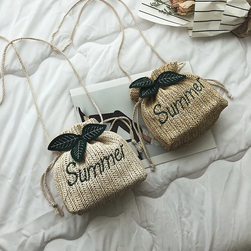 

Straw shoulder bag for women 2020 khaki luxury designer handbag mini clucth money purses crossbody messenger bags wallet