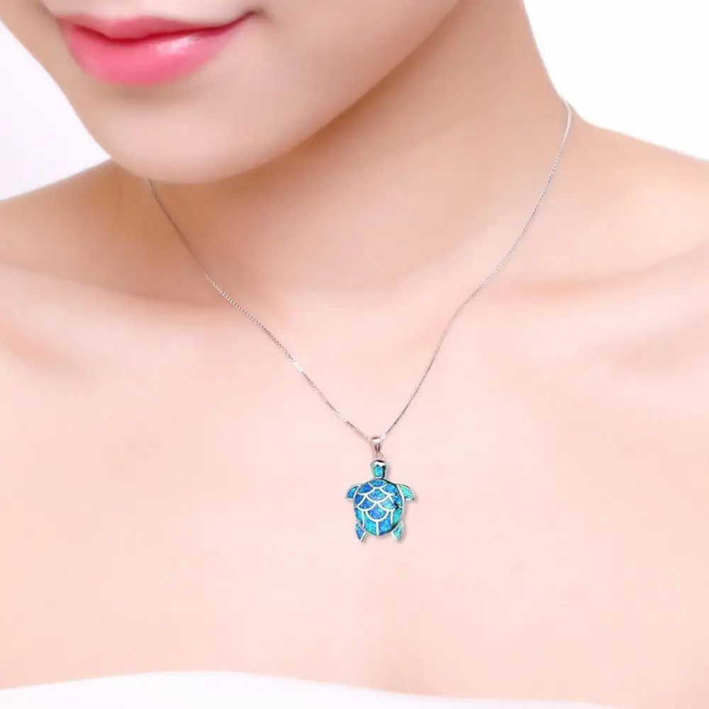 Милые черепахи Животные форма Белый огненный опал посеребренные вечерние