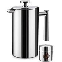 practical french press double insulated coffee maker 3 level filtration system no coffee grounds rust free dishwasher safe