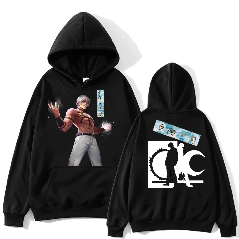 

King of Fighters Big Snake Print Letter Hoodie Hip Hop Street Suit Men and Women Anime Hooded Sweatshirt Pullover