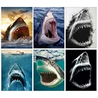 Kamy Yi Diy 5d квадратные Стразы ручной работы круглые стразы крестиком свирепые большая белая акула Животное украшение для дома