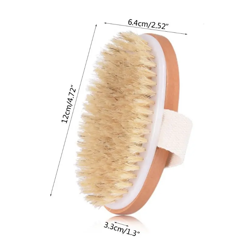 

Natural Boar Bristles Dry Body Brush Wooden Oval Shower Bath Brushes Exfoliating Massage Cellulite Treatment Blood Circulation