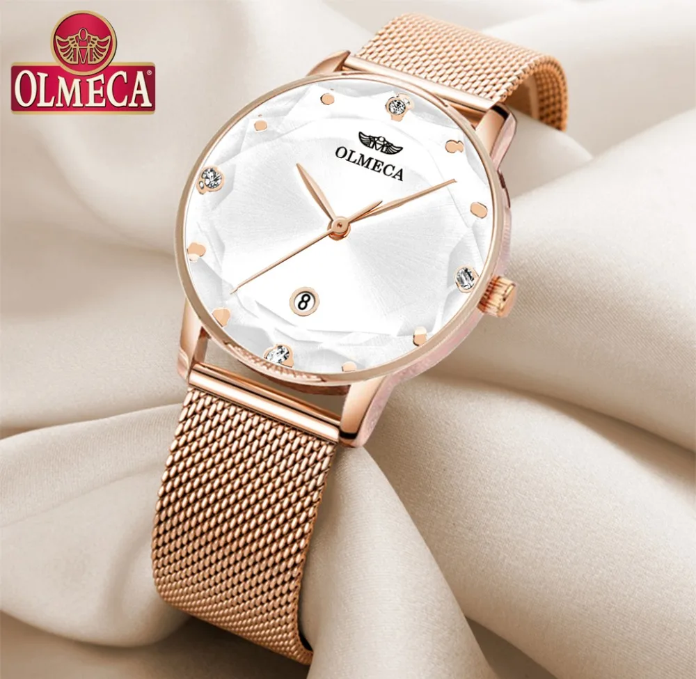 Спортивные женские часы OLMECA люксовый бренд платье Reloj Mujer водонепроницаемые