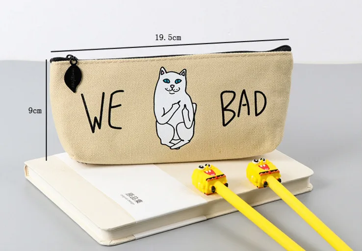 1 шт. Lytwtw's New Kawaii Cat Pen холщовый чехол для карандашей школьный стационарный получить черные инструменты косметичка косметический Чехол