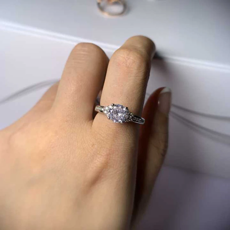 ANGELFRIGG New Design Korean Silver Color Finger Rings With Clear CZ For Women Valentine's Day Wedding Fashion Jewelry Gift | Украшения