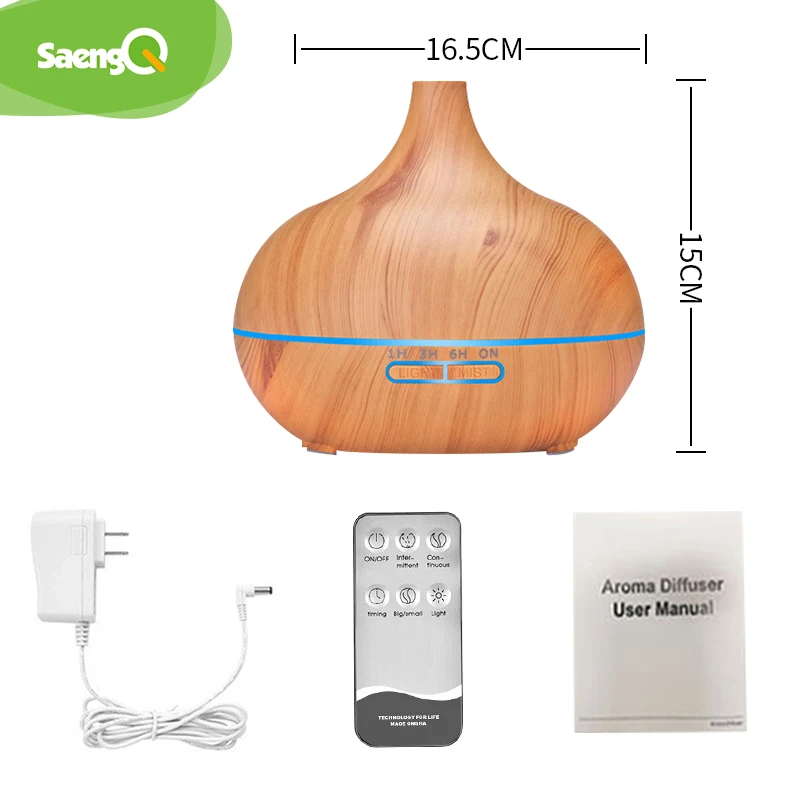 saengQ Electric Aroma Diffuser Air Humidifier Essential oil diffuser Ultrasonic Remote Control Color LED Lamp Mist Maker Home images - 6