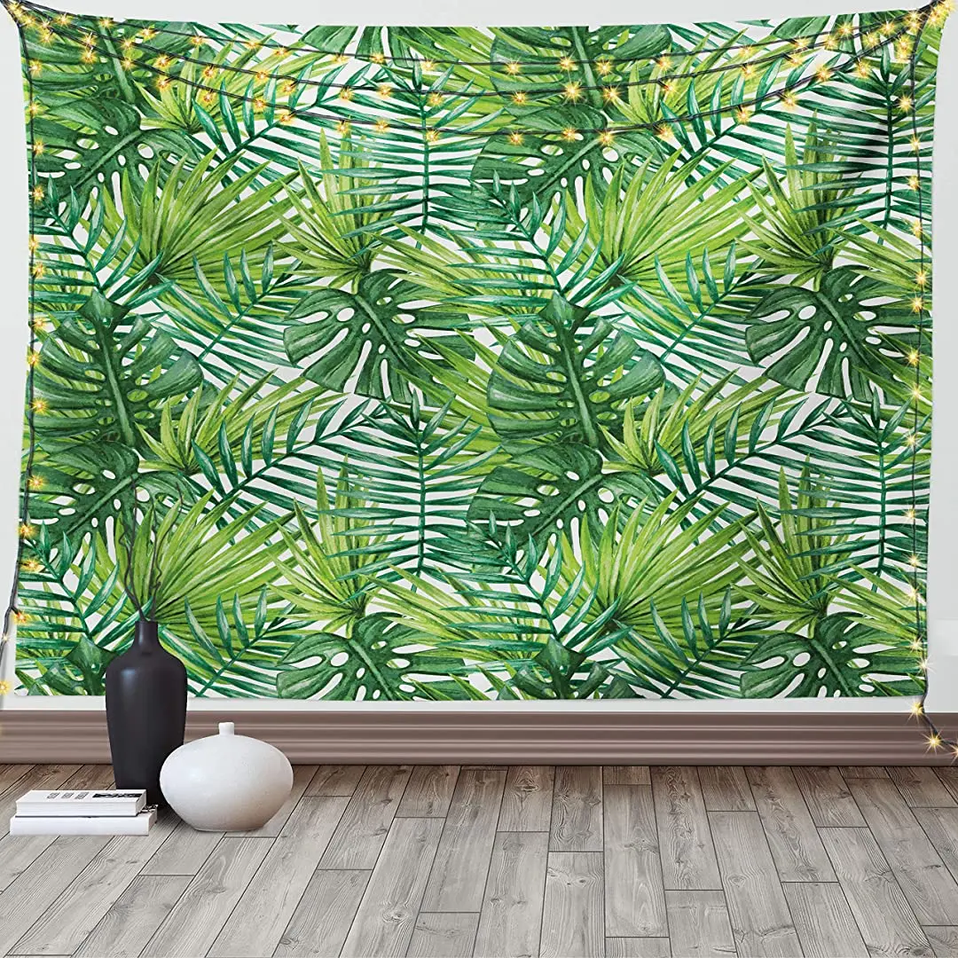 

Ambesonne гобелен с изображением листьев, тропический экзотический банановый лес, Пальмовые Листья, картина с акварельным дизайном, тканевый На...