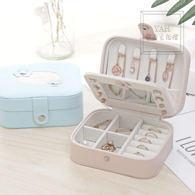 

Simple Jewelry Box Ring Necklace Earrings Storage Box Leather Jewelry Finishing Box