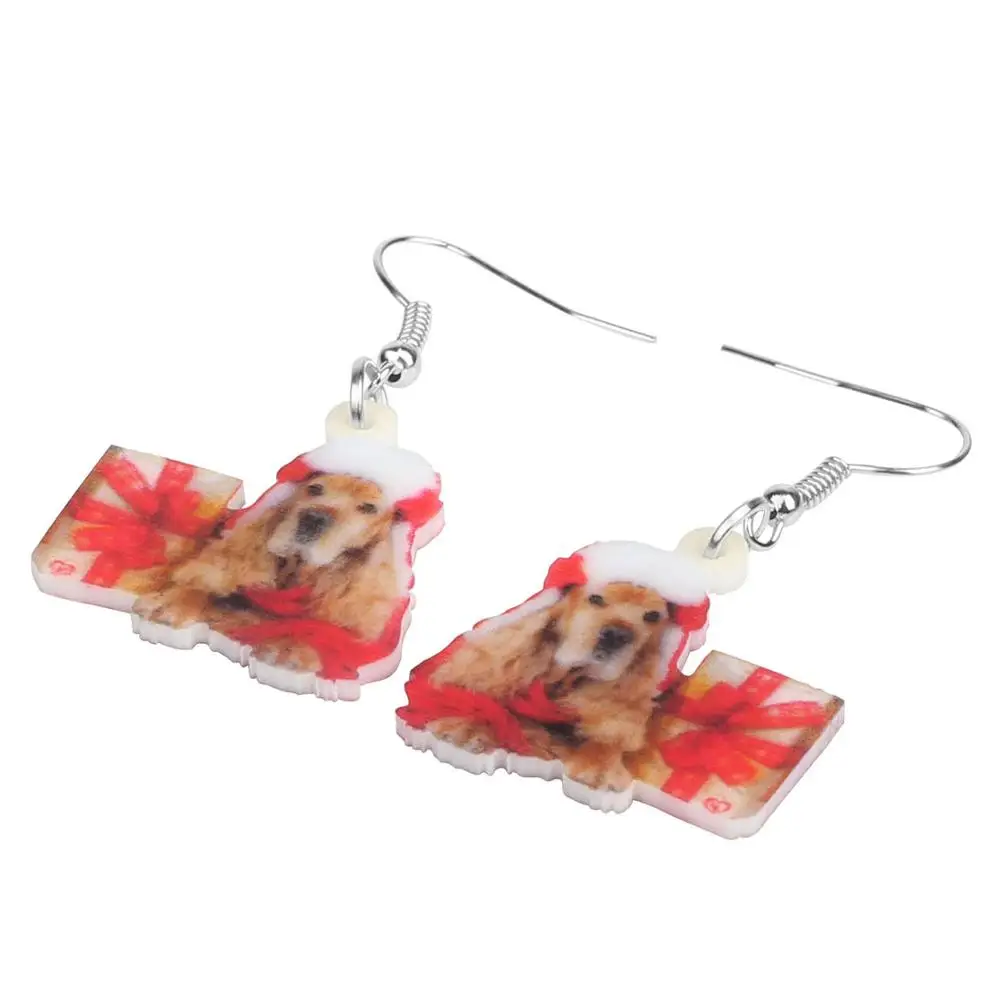 Bonsny акриловые рождественские серьги в виде кокер-спаниеля с собакой подарочной